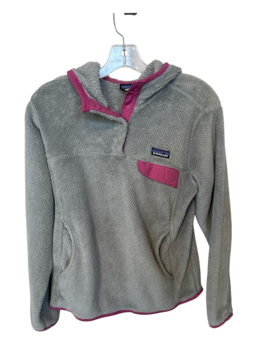 Patagonia Size M Gray & Purple Polyester Hood Snap buttons Athletic Jacket Gray & Purple / M