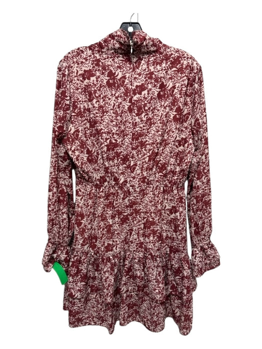 Pinch Size L Maroon & White Polyester Floral V Neck Long Sleeve Dress Maroon & White / L