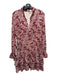 Pinch Size L Maroon & White Polyester Floral V Neck Long Sleeve Dress Maroon & White / L