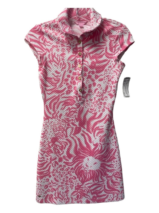 Lilly Pulitzer Size XXS Pink & White Polyester Sleeveless Collared Dress Pink & White / XXS
