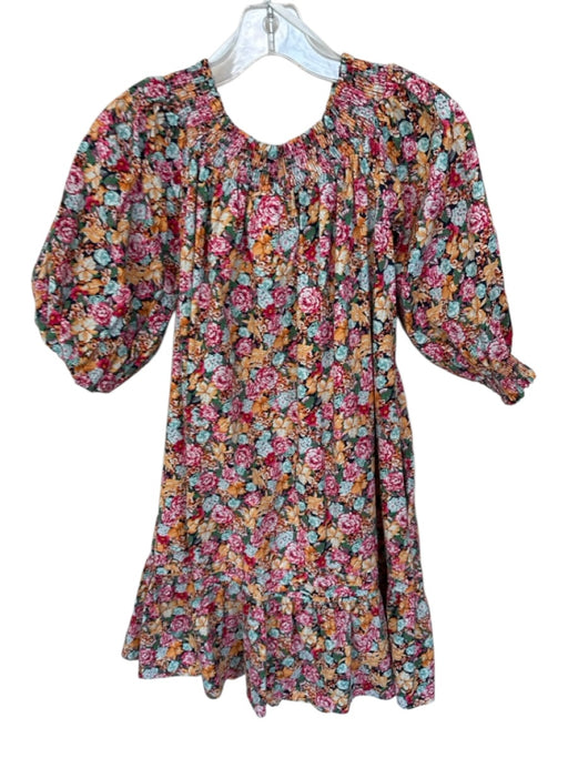 Maeve Size S Pink & Yellow Cotton Off Shoulder Flowers Long Balloon Sleeve Dress Pink & Yellow / S