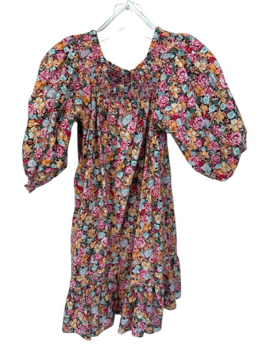 Maeve Size S Pink & Yellow Cotton Off Shoulder Flowers Long Balloon Sleeve Dress Pink & Yellow / S