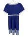 Tyler Boe Size 4 Blue & White Cotton Short Sleeve Lace Detail Square Neck Dress Blue & White / 4