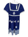 Tyler Boe Size 4 Blue & White Cotton Short Sleeve Lace Detail Square Neck Dress Blue & White / 4