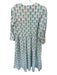 Livro Size M Aqua & Brown Cotton Long Sleeve Flowers V Neck Maxi Dress Aqua & Brown / M