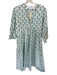 Livro Size M Aqua & Brown Cotton Long Sleeve Flowers V Neck Maxi Dress Aqua & Brown / M
