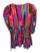 Crosby Size S Pink & Multi Cotton Blend Long Balloon Sleeve Lines V Neck Dress Pink & Multi / S