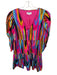 Crosby Size S Pink & Multi Cotton Blend Long Balloon Sleeve Lines V Neck Dress Pink & Multi / S