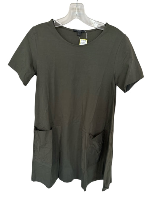 COS Size S Olive Green Cotton Short Sleeve Front Pockets Dress Olive Green / S