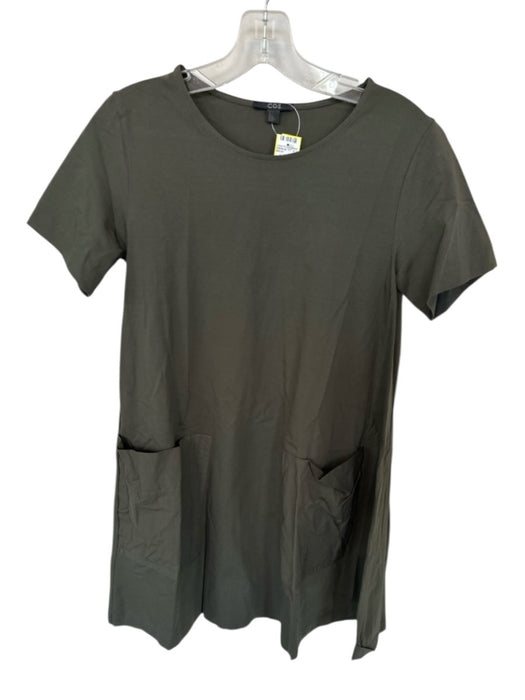 COS Size S Olive Green Cotton Short Sleeve Front Pockets Dress Olive Green / S