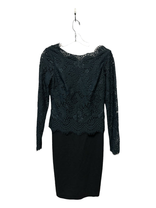 Ted Baker Size 2/M Black & DarK Green Viscose Blend Lace Overlay Dress Black & DarK Green / 2/M