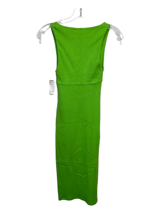 Zara Size S Green Cotton Ribbed Front Cut Out Sleeveless Midi Dress Green / S