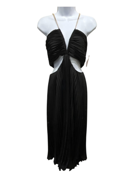 AIIFOS Size 8 Black Accordian Chain Strap Side Keyhole Back Zip Dress Black / 8