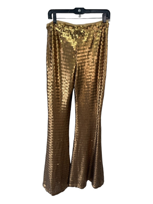 Free People Size S Gold Polyester High Rise All Over Sequins Wide Leg Pants Gold / S