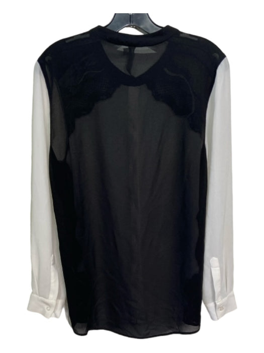 Yoana Baraschi Size M Black & White Polyester Button Front Lace Detail Top Black & White / M