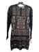 Parker Size M Black & Beige Polyester Blend Lace Overlay Long Sleeve Dress Black & Beige / M