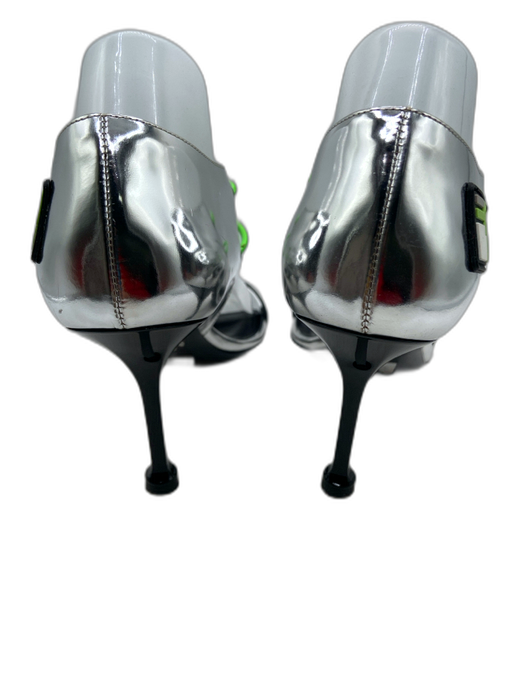 Prada Shoe Size 39 silver, black, green Patent Leather Bungee Laces Sandals silver, black, green / 39