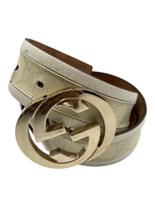 Versace Black & Gold Tone Leather Patent Logo Square Buckle Peg Buckle Belts Black & Gold Tone / 80/32