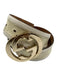 Versace Black & Gold Tone Leather Patent Logo Square Buckle Peg Buckle Belts Black & Gold Tone / 80/32