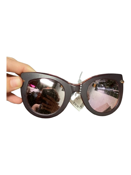 Krewe Dark Purple Modified cateye Gold Accent Mirrored Sunglasses Dark Purple
