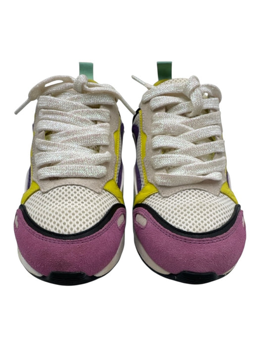 Sandro Shoe Size 7.5 Yellow, Purple & White Leather Flames Shimmer Sneaker Shoes Yellow, Purple & White / 7.5