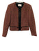 Sandro Size 36/S Red & Multi Cotton Blend Shimmer Zip Up Zip Pocket Tweed Jacket Red & Multi / 36/S