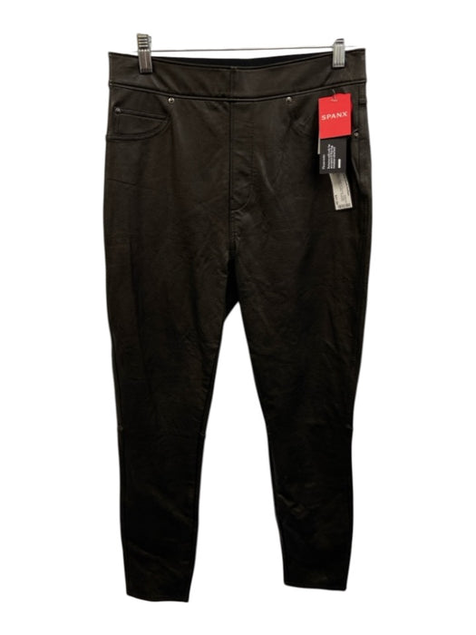Spanx Size M Black Rayon & Polyester Elastic Waist Skinny Faux Leather Pants Black / M