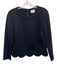 Kate Spade Size 4 Black Viscose & Polyamide Back Zip Long Sleeve Scallop Hem Top Black / 4