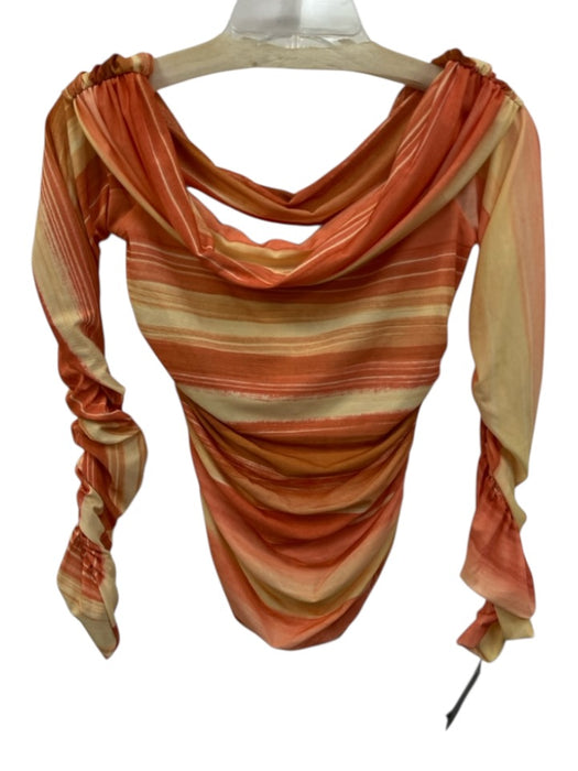 Significant Other Size 4 Orange & Yellow Polyester & Elastane Off Shoulder Top Orange & Yellow / 4