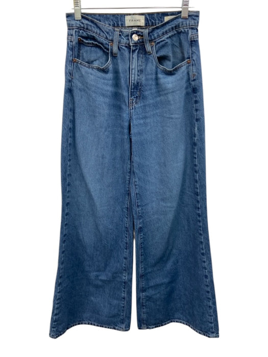 Frame Size 25 Blue Cotton Wide Flare Bottom High Rise Jeans Blue / 25