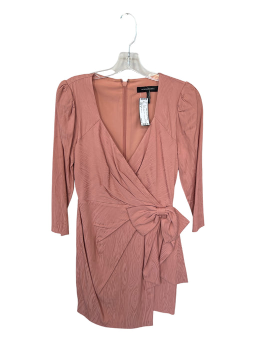 BCBG Maxazria Size 2 Mauve Rayon Blend Long Sleeve Wood Grain Dress Mauve / 2