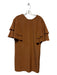 Tibi Size 2 Rust Silk & Polyester Shift Short Sleeve Ruffle sleeve Midi Dress Rust / 2