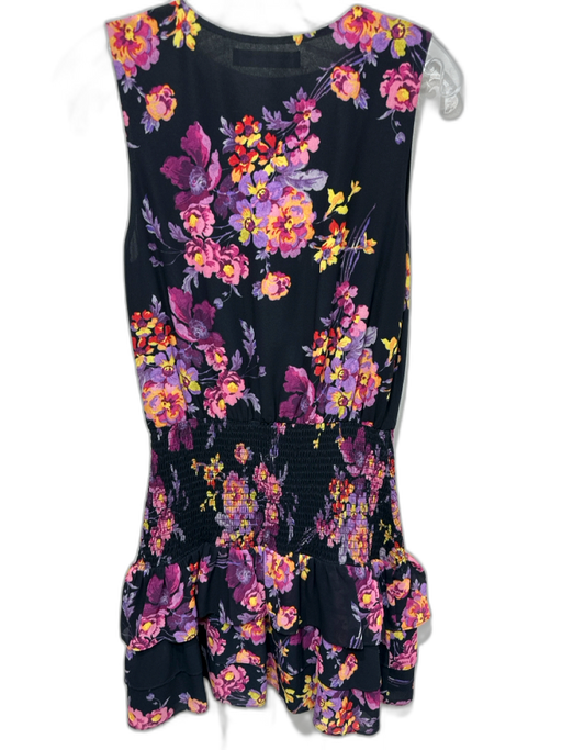 Amanda Uprichard Size S Black, Purple & Yellow Polyester Floral Sleeveless Dress Black, Purple & Yellow / S