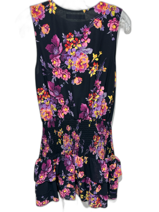 Amanda Uprichard Size S Black, Purple & Yellow Polyester Floral Sleeveless Dress Black, Purple & Yellow / S