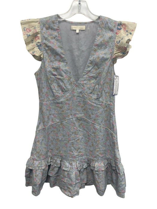 Loveshackfancy Size 4 Blue, Green, Yellow Cotton Flutter Cap sleeve Floral Dress Blue, Green, Yellow / 4