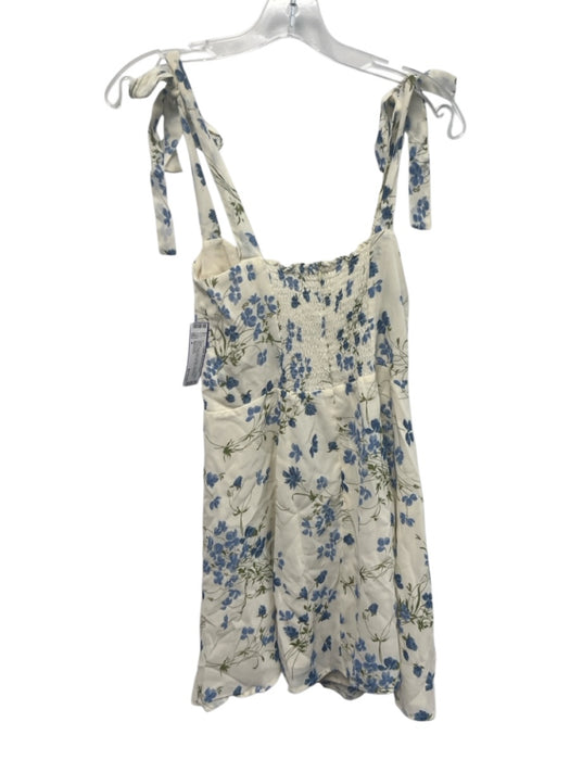 Reformation Size 4 White, Blue, Green Viscose Tie Straps Floral A Line Dress White, Blue, Green / 4