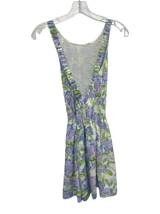Hill House Size S Blue, Green, White Polyester Criss Cross Back Floral Dress Blue, Green, White / S