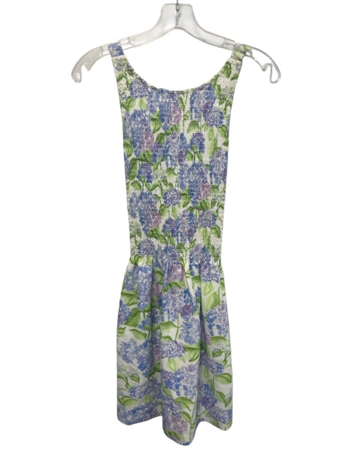 Hill House Size S Blue, Green, White Polyester Criss Cross Back Floral Dress Blue, Green, White / S