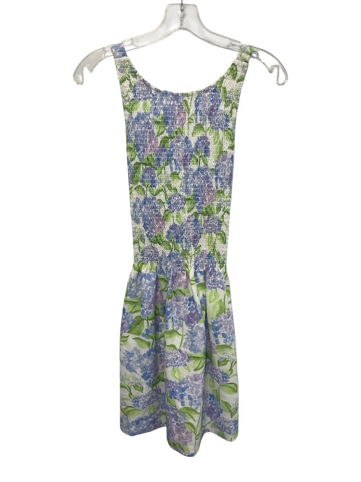 Hill House Size S Blue, Green, White Polyester Criss Cross Back Floral Dress Blue, Green, White / S