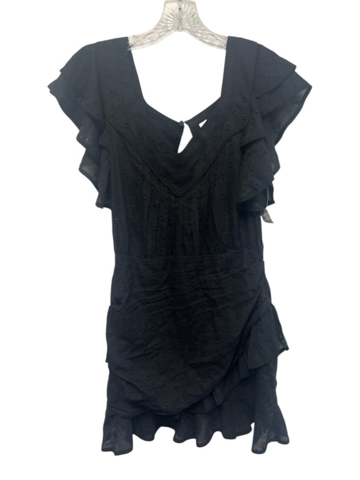 Tularosa Size S Black Cotton Flutter Cap sleeve Eyelet Rouched Detail Mini Dress Black / S