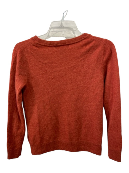 Tahari Size M Burnt Orange Cashmere V Neck Ribbed Detail Long Sleeve Sweater Burnt Orange / M