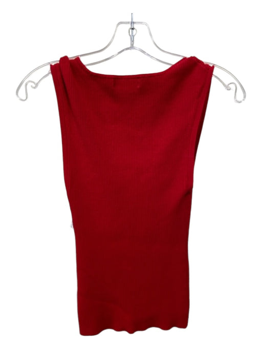 By Anthropologie Size S Red Viscose Blend V Neck Sleeveless Ribbed Top Red / S