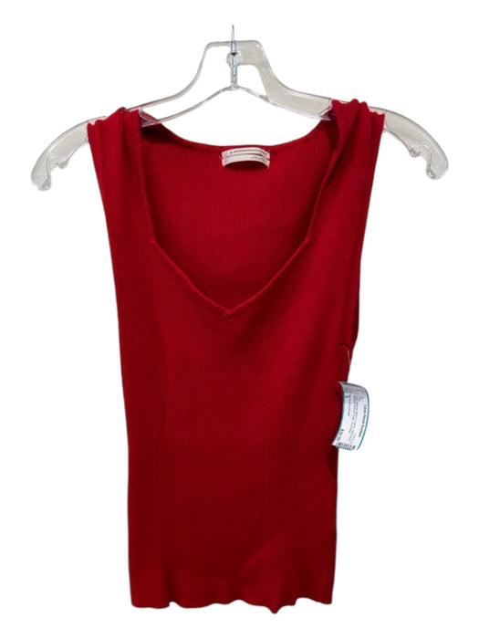 By Anthropologie Size S Red Viscose Blend V Neck Sleeveless Ribbed Top Red / S