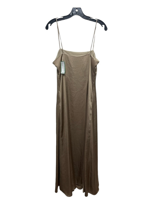 Theory Size 8 Beige Polyester Spaghetti Strap Maxi Slip Dress Dress Beige / 8