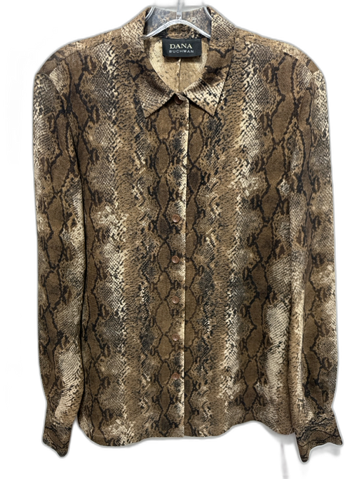 Dana Buchman Size 6 Brown & Black Silk & Wool Semi Sheer Snake Skin Top Brown & Black / 6
