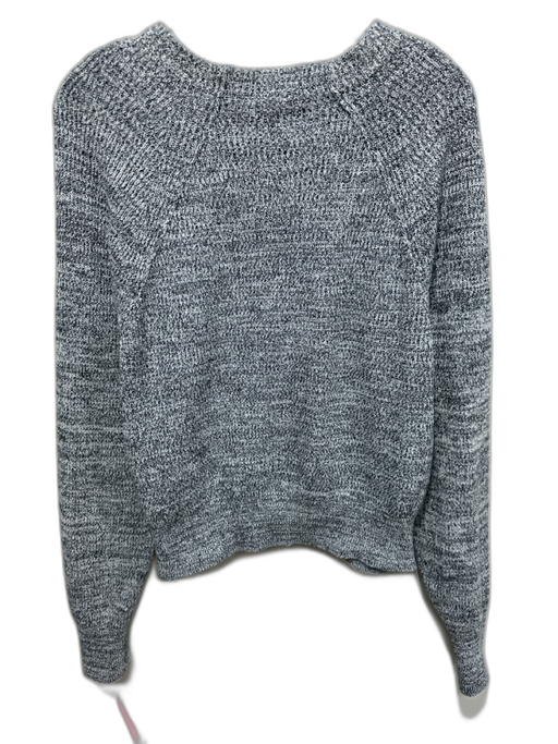 Free People Size M Black & White Cotton Blend Ribbed Marled Wide Neck Sweater Black & White / M