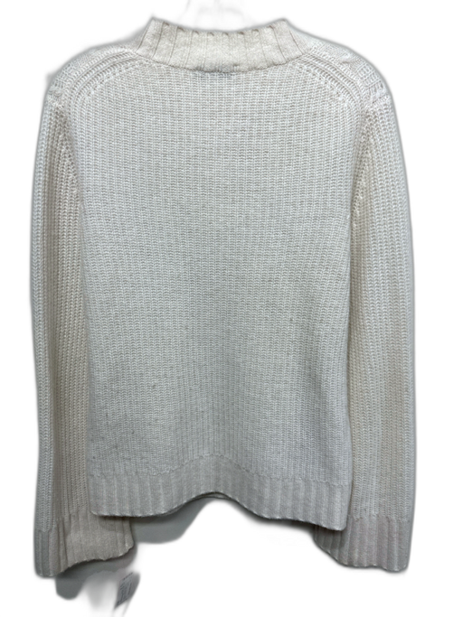 White + Warren Size M Cream Cashmere Cable Knit Round Neck Sweater Cream / M