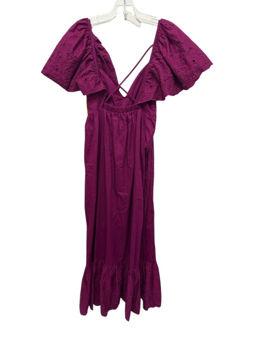 En Saison Size XS Magenta Purple Cotton Eyelet Lace Flutter Sleeve Dress Magenta Purple / XS