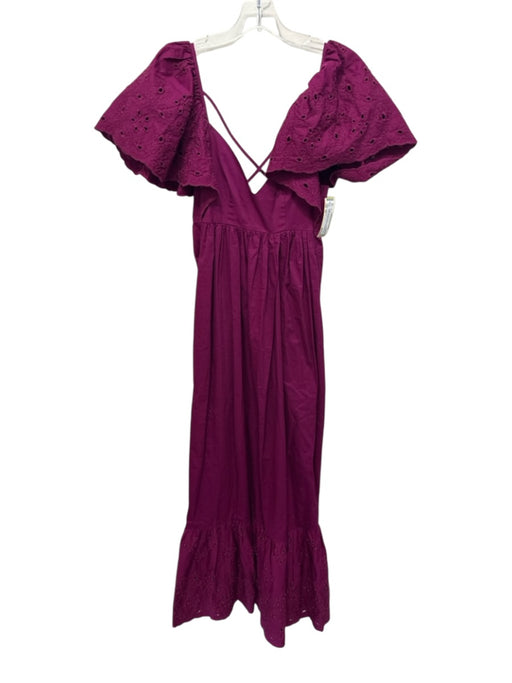 En Saison Size XS Magenta Purple Cotton Eyelet Lace Flutter Sleeve Dress Magenta Purple / XS