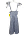 O.P.T. Size M Blue & White Cotton Leaf Print Smocked Bodice Tie Strap Dress Blue & White / M